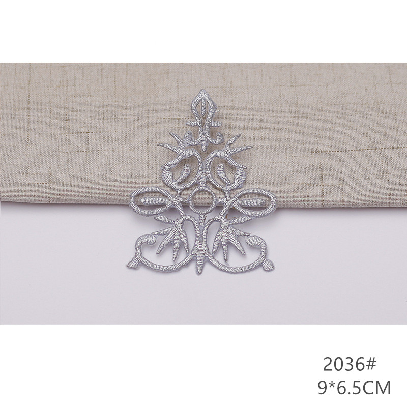 zsbszc fashion 5pcs iron on golden silver cloth patch diy embroidery stickers many sizes ballet dress decoration CA068