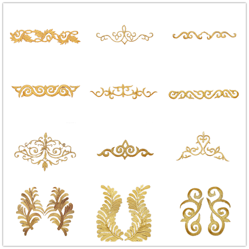 zsbszc fashion 5pcs iron on golden silver cloth patch diy embroidery stickers many sizes ballet dress decoration CA068