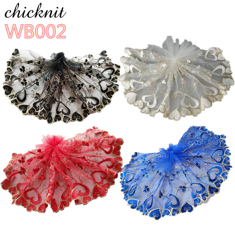 White red black blue Princess Dress Lace trim for Lace Doll Wedding Dress Accessories width 14CM WB002