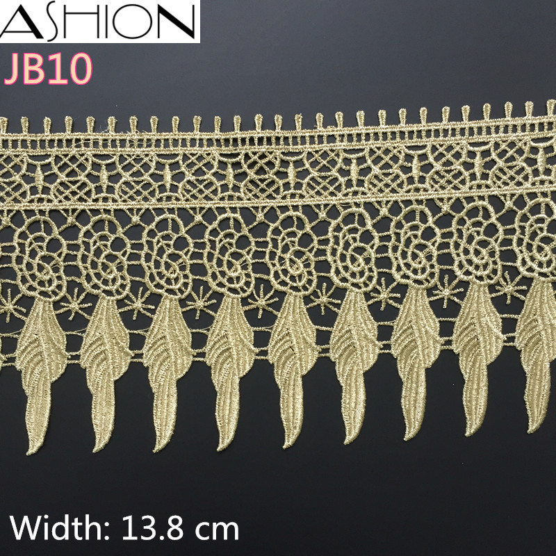Width 138mm DIY Garment Accessories gold Lace Fabric Sewing Wedding Lace Trim JB10