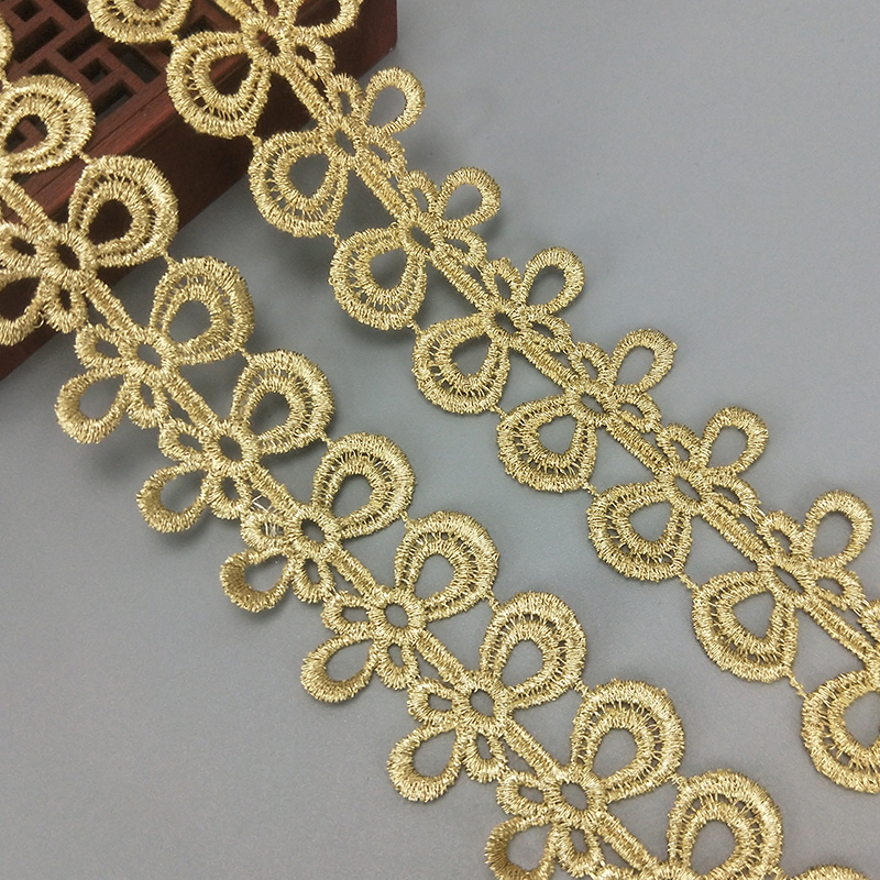2 yards 3.5cm wide gold water soluble embroidery lace fabric lace necklace hair accessories lace trim JB96