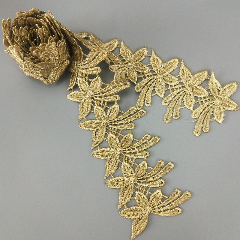 2 yards 5cm wide gold water soluble embroidery lace fabric lace necklace hair accessories lace trim JB103