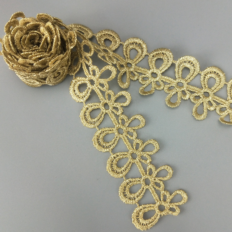 2 yards 3.5cm wide gold water soluble embroidery lace fabric lace necklace hair accessories lace trim JB96