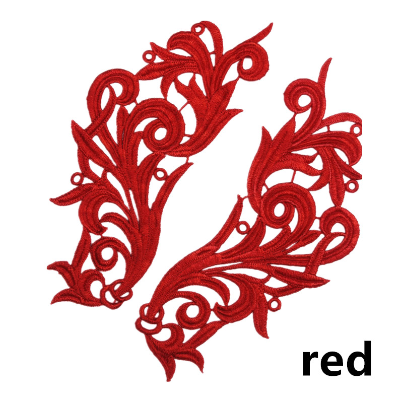 zsbszc 5 Mirror pairs white black colorful Flower Floral Lace Fabric Sewing Trim Wedding Dress Applique Lace patch DA104