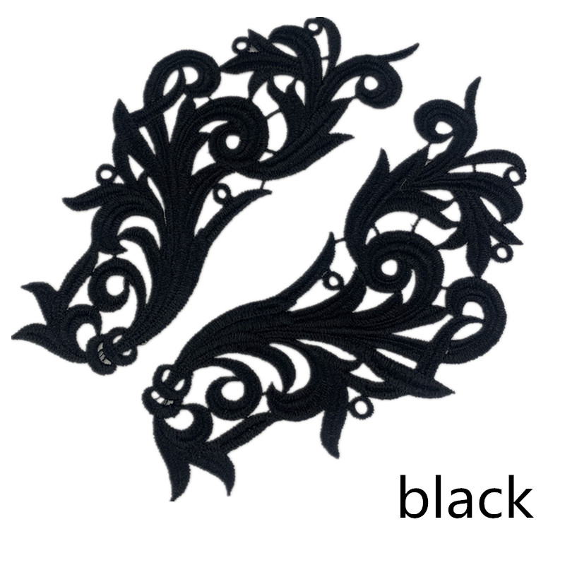 zsbszc 5 Mirror pairs white black colorful Flower Floral Lace Fabric Sewing Trim Wedding Dress Applique Lace patch DA104