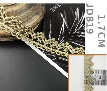 High quality 2 yards Width 1-2CM sewn gold lace trim braid lace DIY garment accessories macrame embroidery lace JDB18 JDB25