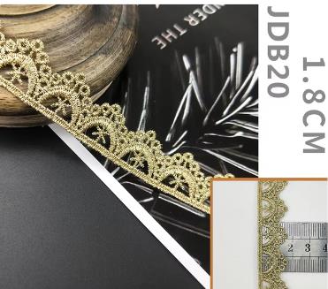High quality 2 yards Width 1-2CM sewn gold lace trim braid lace DIY garment accessories macrame embroidery lace JDB18 JDB25