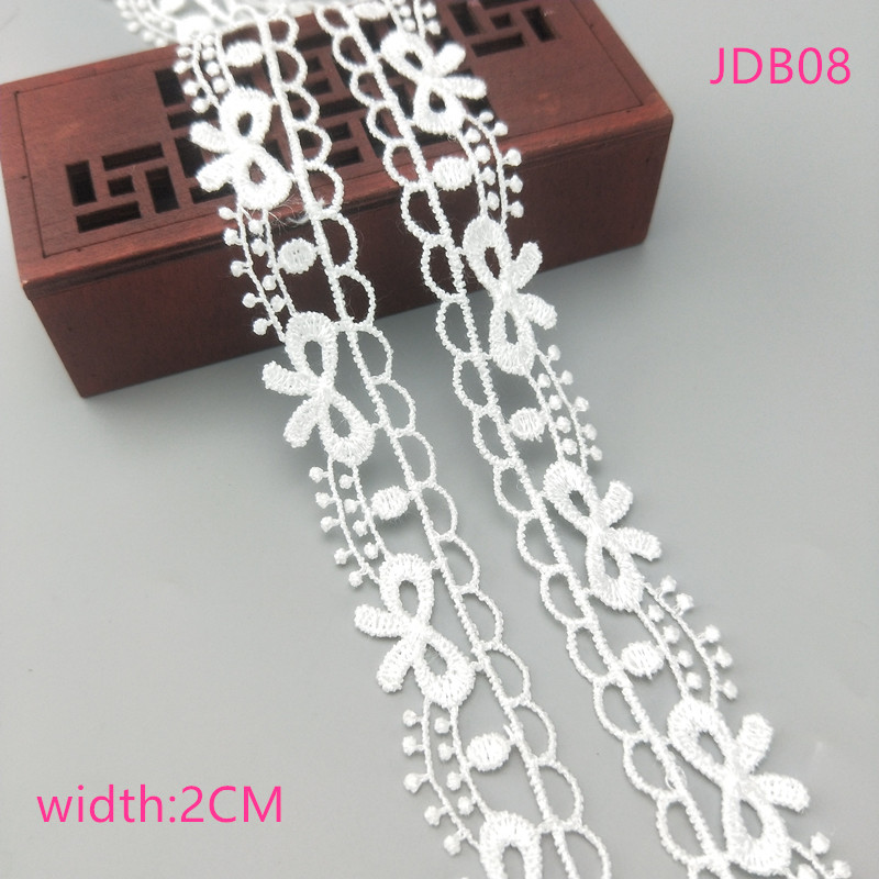 2 yards Width 0.6-3CM High quality sewn white lace trim braid lace DIY garment accessories skirt cutout embroidery lace JDB