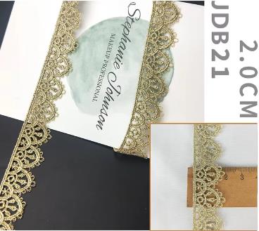 High quality 2 yards Width 1-2CM sewn gold lace trim braid lace DIY garment accessories macrame embroidery lace JDB18 JDB25
