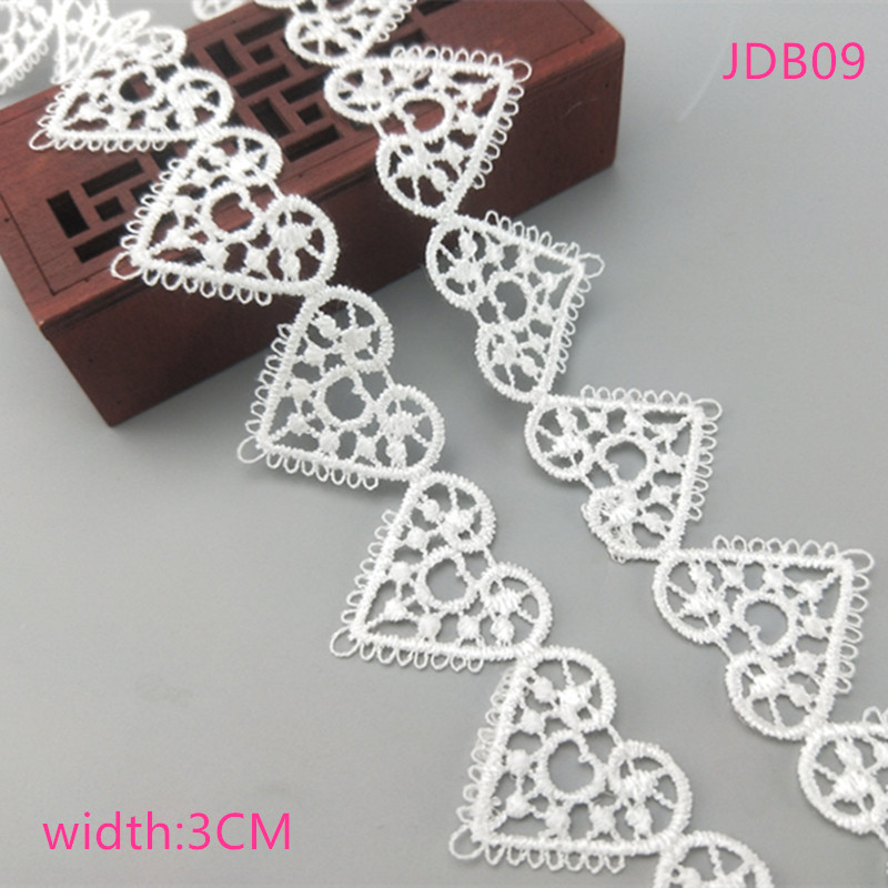 2 yards Width 0.6-3CM High quality sewn white lace trim braid lace DIY garment accessories skirt cutout embroidery lace JDB