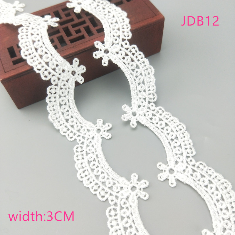 2 yards Width 0.6-3CM High quality sewn white lace trim braid lace DIY garment accessories skirt cutout embroidery lace JDB