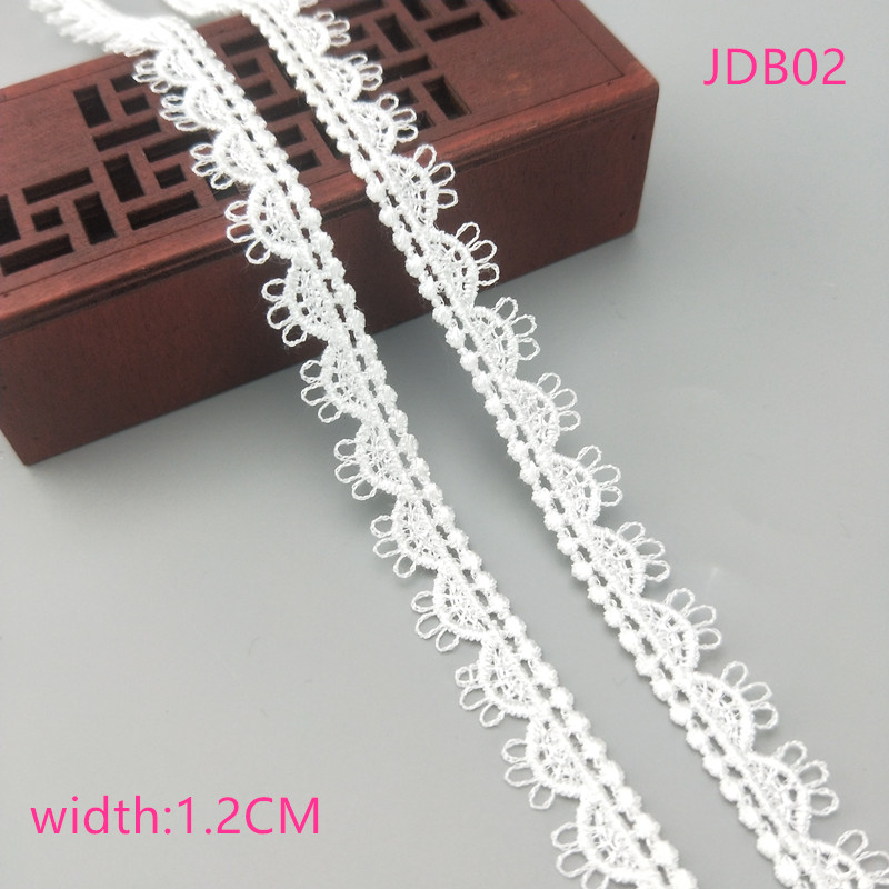 2 yards Width 0.6-3CM High quality sewn white lace trim braid lace DIY garment accessories skirt cutout embroidery lace JDB