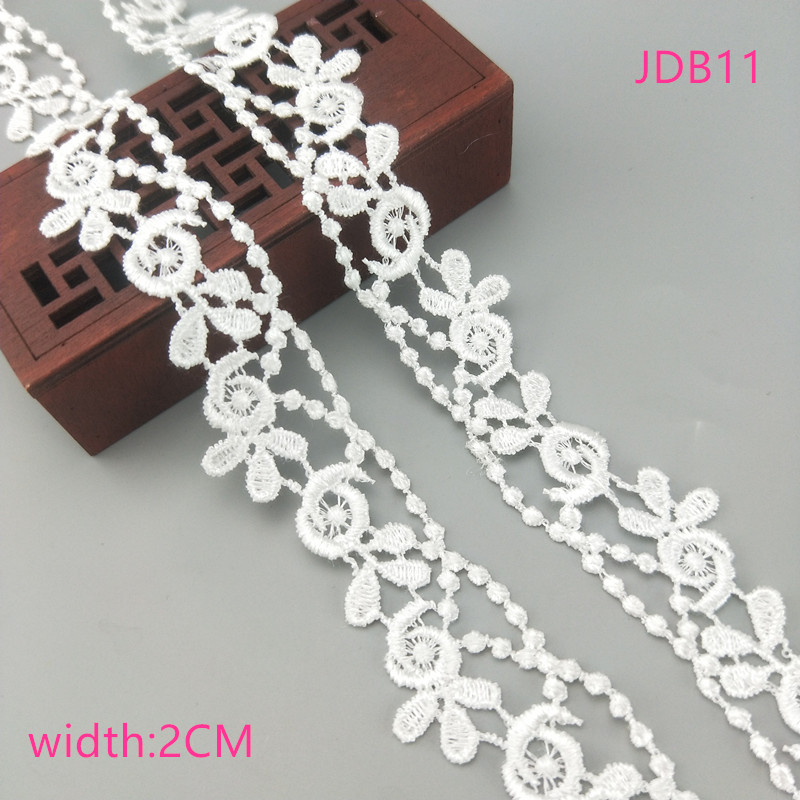 2 yards Width 0.6-3CM High quality sewn white lace trim braid lace DIY garment accessories skirt cutout embroidery lace JDB