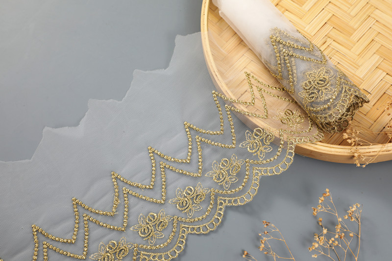 CHICKNIT 10 yards new rose gold silver mesh lace trim Lolita net Embroidery lace ribbon for Sewing cloth Accessorie WS10 WS11