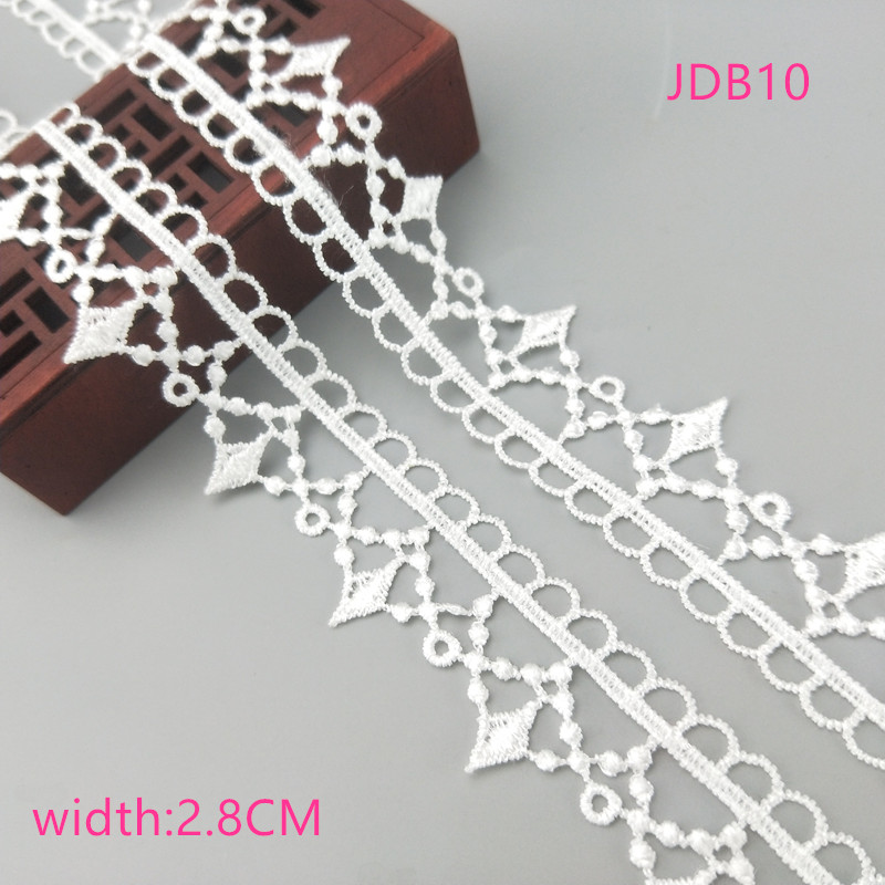 2 yards Width 0.6-3CM High quality sewn white lace trim braid lace DIY garment accessories skirt cutout embroidery lace JDB