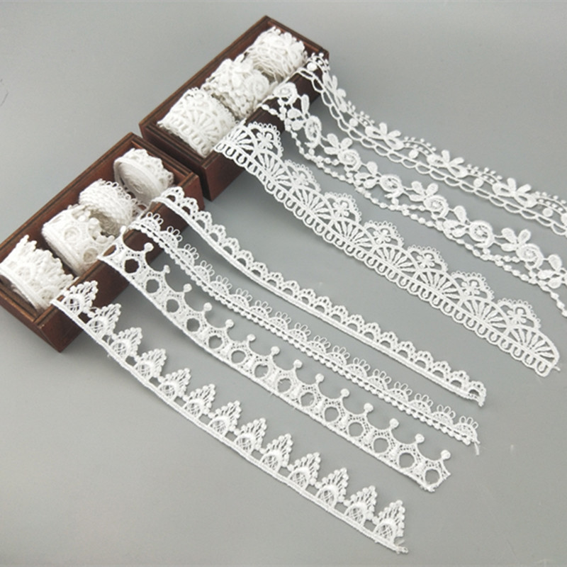 2 yards Width 0.6-3CM High quality sewn white lace trim braid lace DIY garment accessories skirt cutout embroidery lace JDB