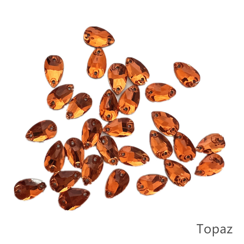 zsbszc Teardrop Glass Crystal Strass Sew On Rhinestones High Quality Flatback Sewing On Stone Droplet For Garment Fabric