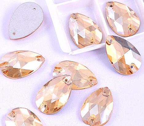zsbszc Teardrop Glass Crystal Strass Sew On Rhinestones High Quality Flatback Sewing On Stone Droplet For Garment Fabric