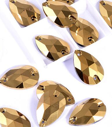 zsbszc Teardrop Glass Crystal Strass Sew On Rhinestones High Quality Flatback Sewing On Stone Droplet For Garment Fabric