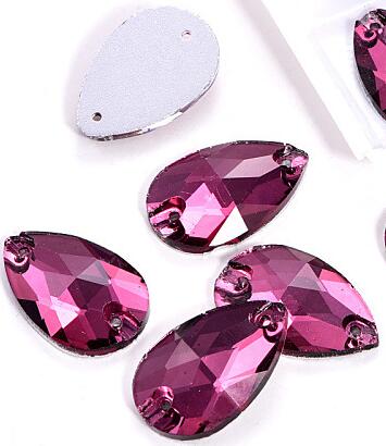 zsbszc Teardrop Glass Crystal Strass Sew On Rhinestones High Quality Flatback Sewing On Stone Droplet For Garment Fabric