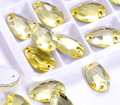 zsbszc Teardrop Glass Crystal Strass Sew On Rhinestones High Quality Flatback Sewing On Stone Droplet For Garment Fabric