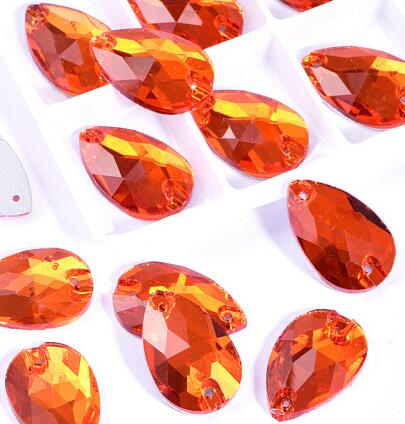 zsbszc Teardrop Glass Crystal Strass Sew On Rhinestones High Quality Flatback Sewing On Stone Droplet For Garment Fabric