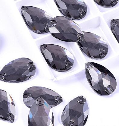 zsbszc Teardrop Glass Crystal Strass Sew On Rhinestones High Quality Flatback Sewing On Stone Droplet For Garment Fabric