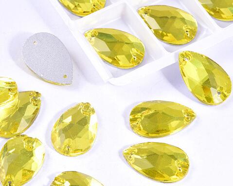 zsbszc Teardrop Glass Crystal Strass Sew On Rhinestones High Quality Flatback Sewing On Stone Droplet For Garment Fabric