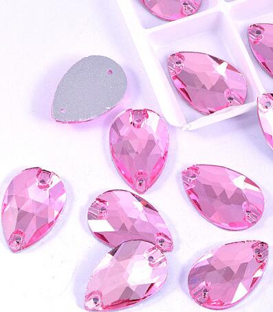 zsbszc Teardrop Glass Crystal Strass Sew On Rhinestones High Quality Flatback Sewing On Stone Droplet For Garment Fabric