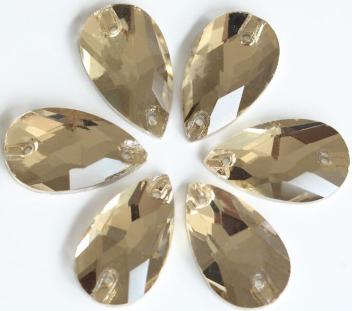 zsbszc Teardrop Glass Crystal Strass Sew On Rhinestones High Quality Flatback Sewing On Stone Droplet For Garment Fabric