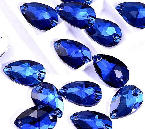 zsbszc Teardrop Glass Crystal Strass Sew On Rhinestones High Quality Flatback Sewing On Stone Droplet For Garment Fabric