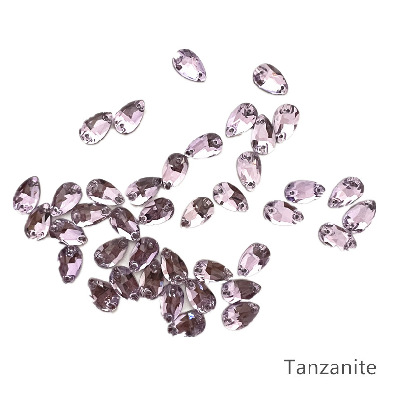 zsbszc Teardrop Glass Crystal Strass Sew On Rhinestones High Quality Flatback Sewing On Stone Droplet For Garment Fabric