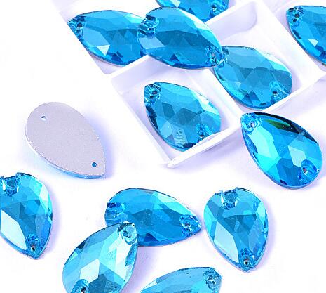 zsbszc Teardrop Glass Crystal Strass Sew On Rhinestones High Quality Flatback Sewing On Stone Droplet For Garment Fabric