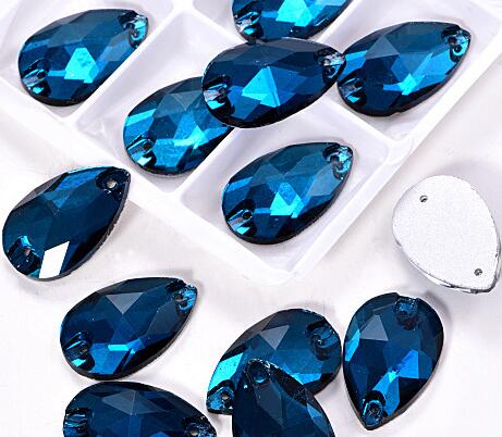 zsbszc Teardrop Glass Crystal Strass Sew On Rhinestones High Quality Flatback Sewing On Stone Droplet For Garment Fabric