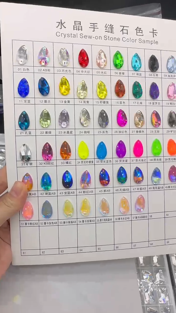 zsbszc Teardrop Glass Crystal Strass Sew On Rhinestones High Quality Flatback Sewing On Stone Droplet For Garment Fabric