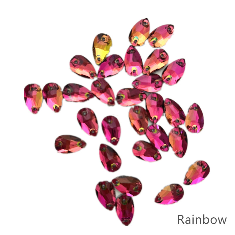 zsbszc Teardrop Glass Crystal Strass Sew On Rhinestones High Quality Flatback Sewing On Stone Droplet For Garment Fabric