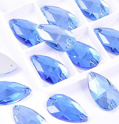 zsbszc Teardrop Glass Crystal Strass Sew On Rhinestones High Quality Flatback Sewing On Stone Droplet For Garment Fabric