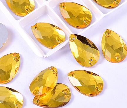 zsbszc Teardrop Glass Crystal Strass Sew On Rhinestones High Quality Flatback Sewing On Stone Droplet For Garment Fabric