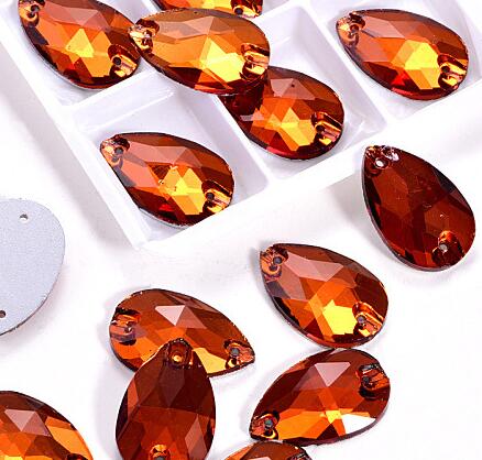 zsbszc Teardrop Glass Crystal Strass Sew On Rhinestones High Quality Flatback Sewing On Stone Droplet For Garment Fabric