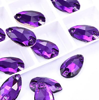 zsbszc Teardrop Glass Crystal Strass Sew On Rhinestones High Quality Flatback Sewing On Stone Droplet For Garment Fabric