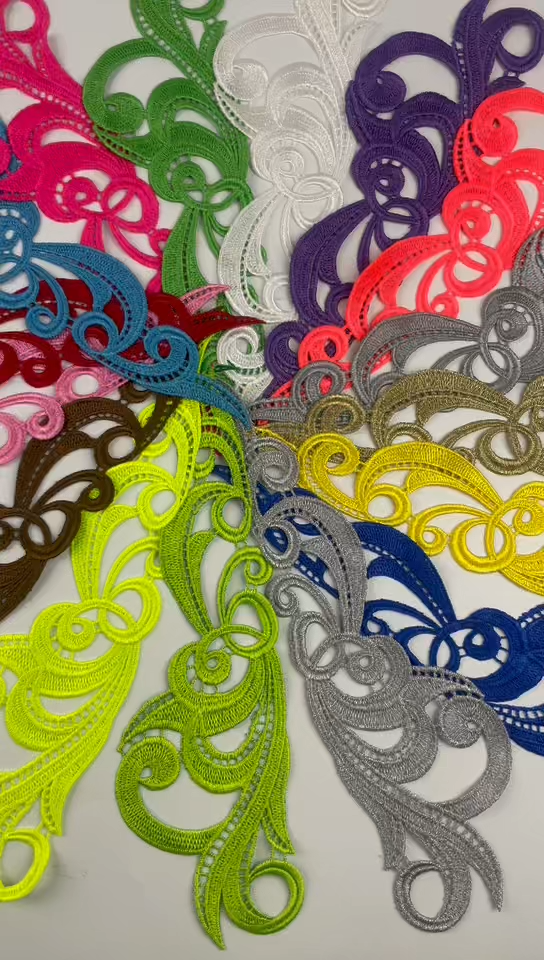 zsbszc 28X8CM GOLD white black Fashion Lace Appliques Embroidery Patches sew on Apparel Trims Diy Cosplay customize DA028