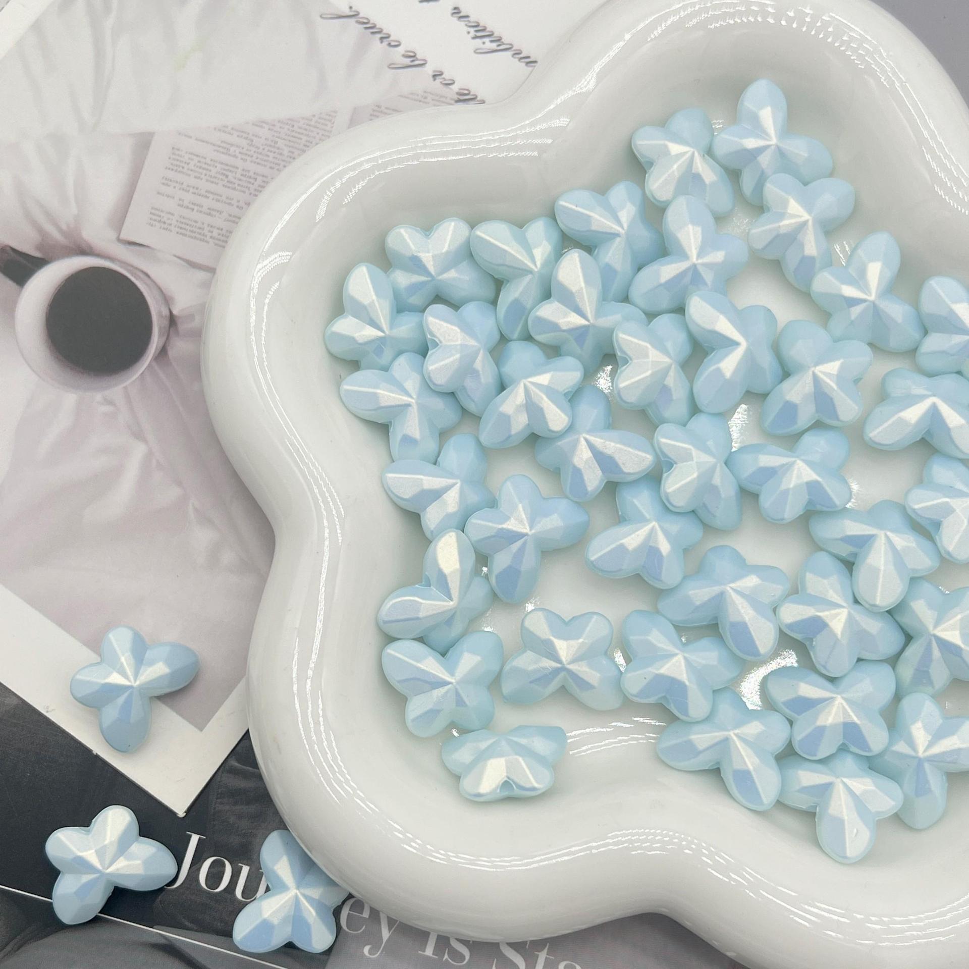 200g  18mm magic gold three-dimensional straight hole butterfly handmade DIY necklace bracelet mobile phone pendant ornament beaded material HW16