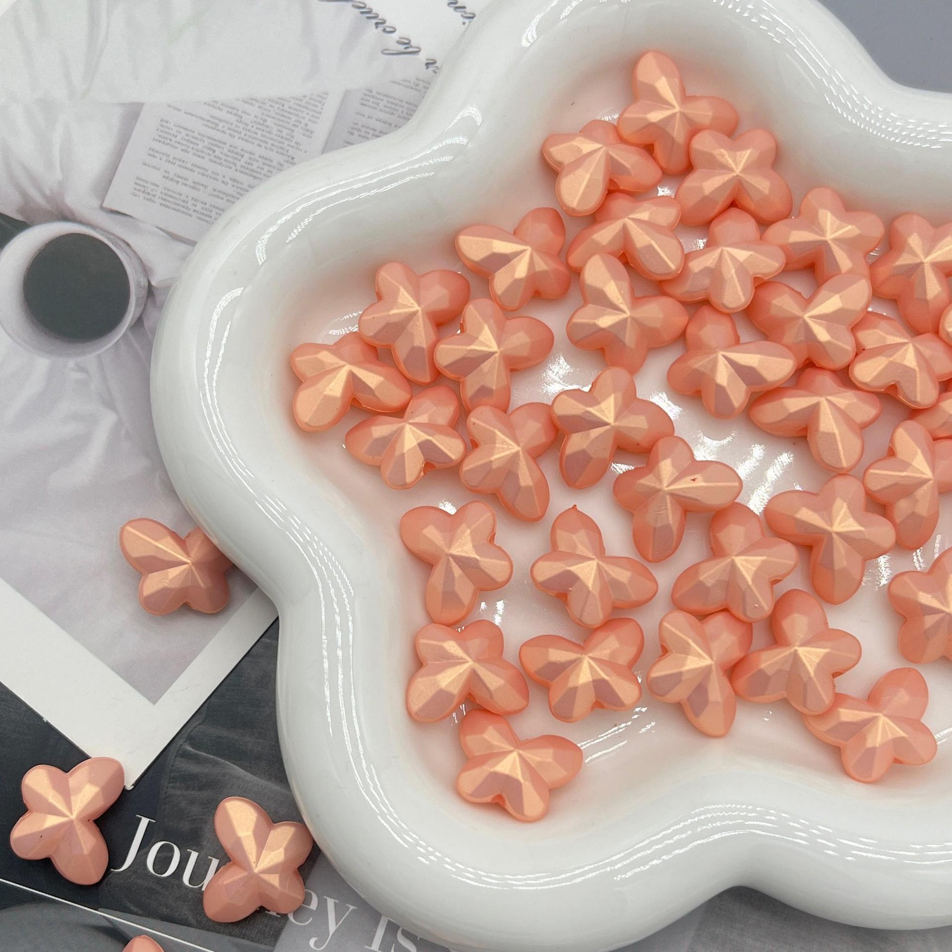 200g  18mm magic gold three-dimensional straight hole butterfly handmade DIY necklace bracelet mobile phone pendant ornament beaded material HW16