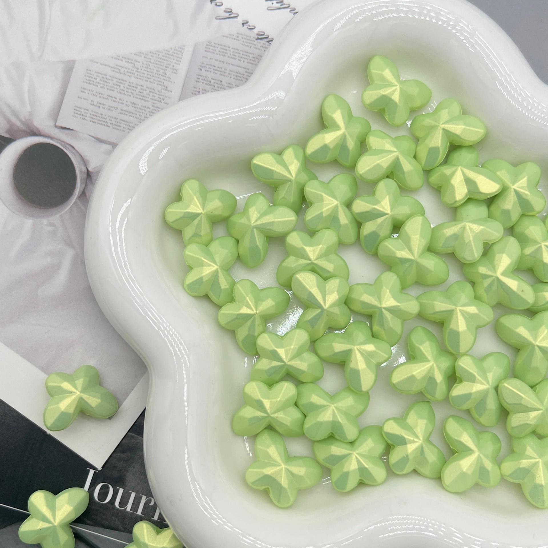 200g  18mm magic gold three-dimensional straight hole butterfly handmade DIY necklace bracelet mobile phone pendant ornament beaded material HW16