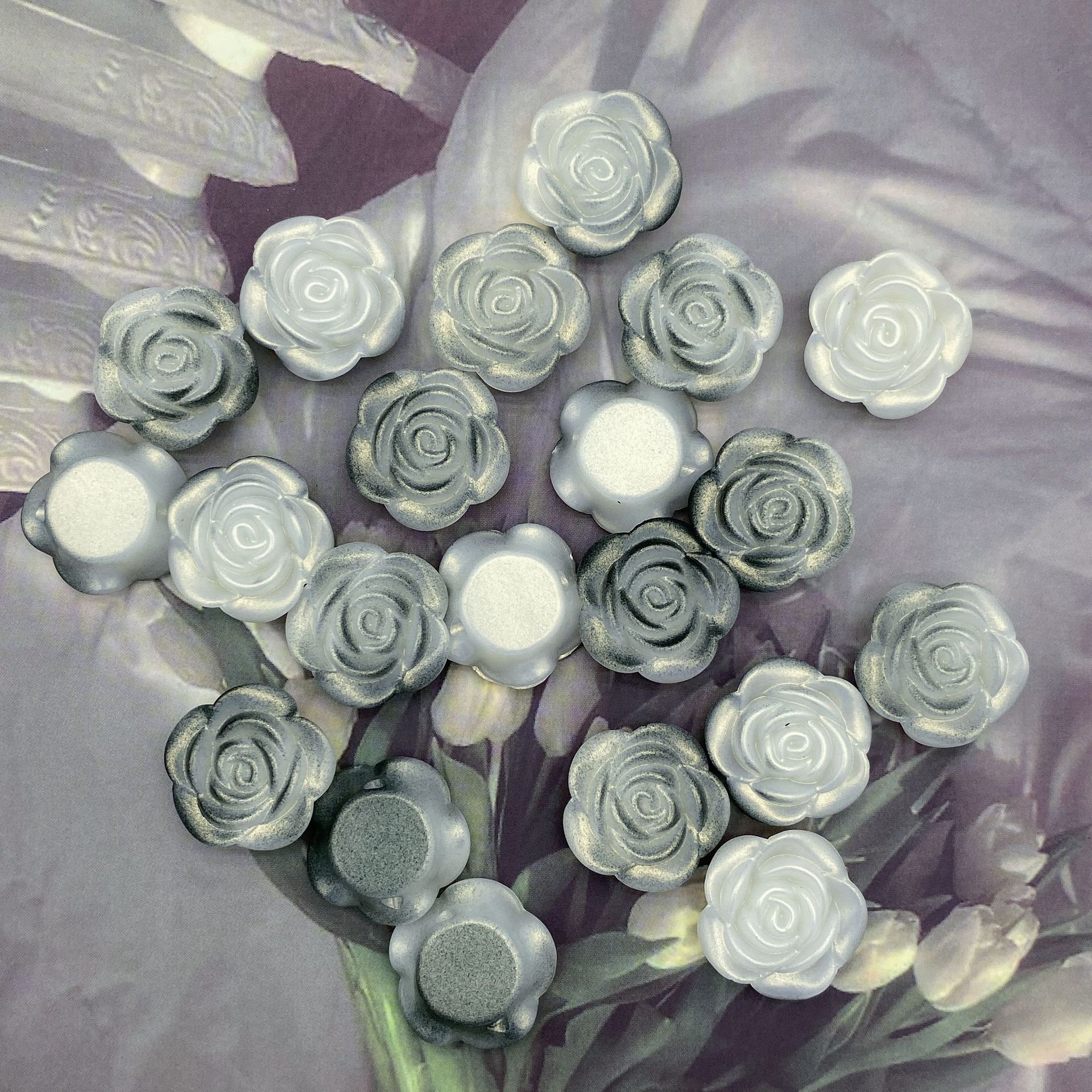 200g  ABS pearlescent gradient golden rose camellia 20mm straight hole simulation hand-held bouquet DIY accessories material HW36