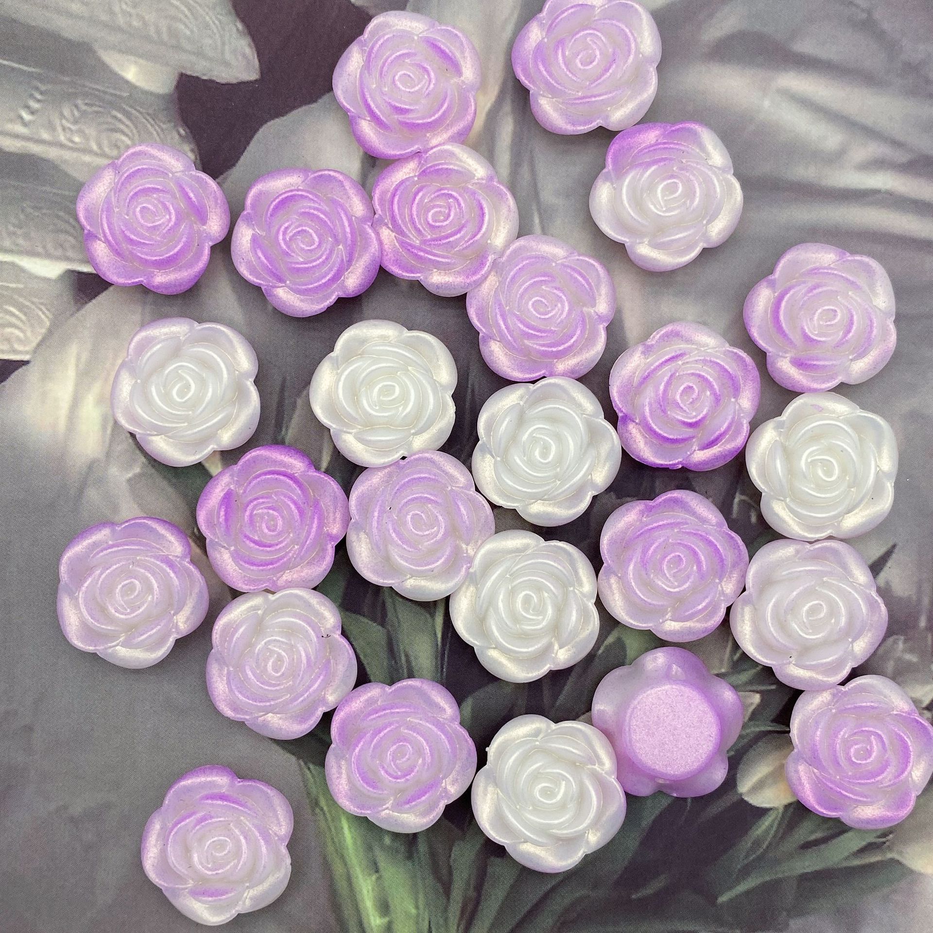 200g  ABS pearlescent gradient golden rose camellia 20mm straight hole simulation hand-held bouquet DIY accessories material HW36