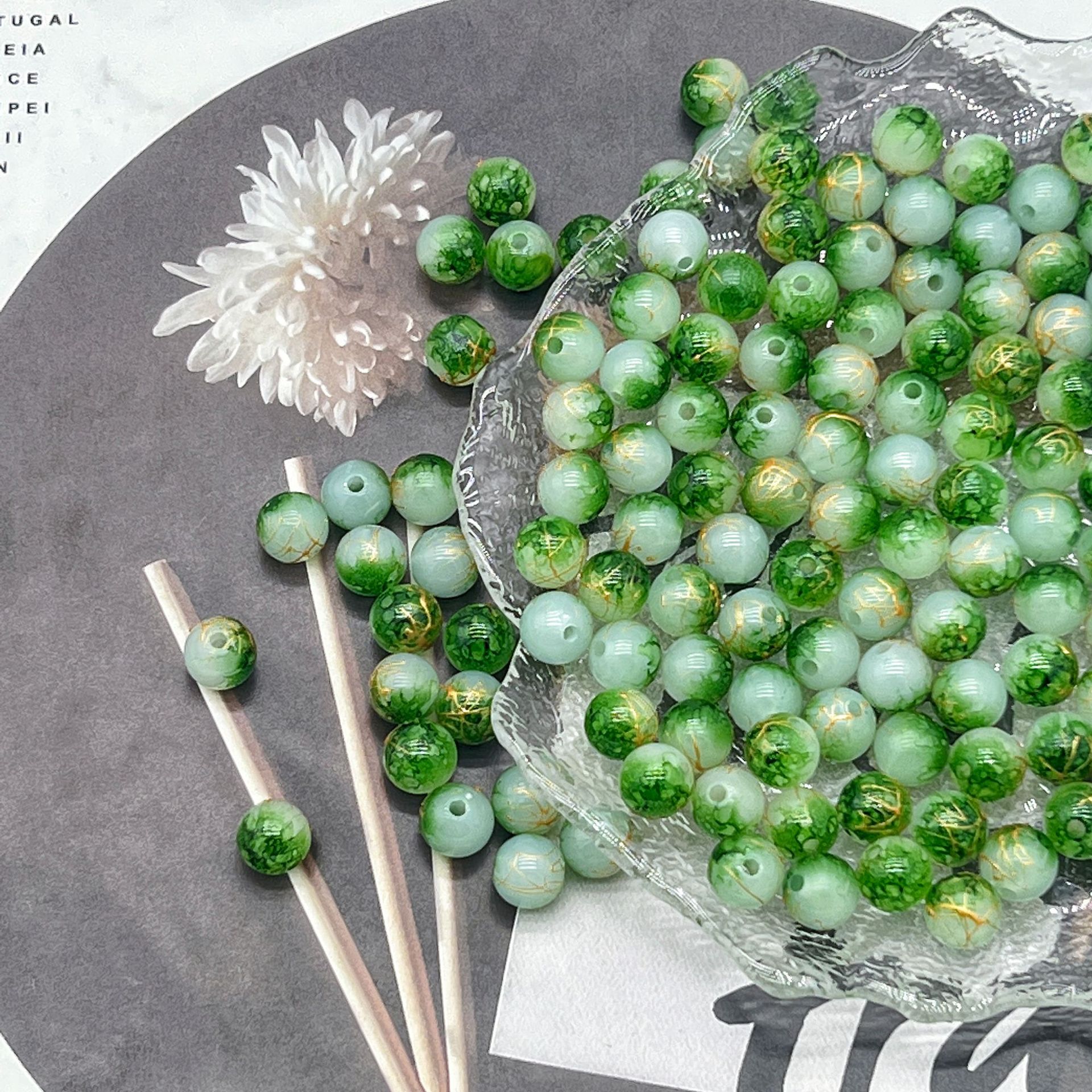 200g Popular jelly dyed, brushed, loose beads, beads, DIY handmade mobile phone accessories, bags, bracelets, accessories and accessories materials HW17