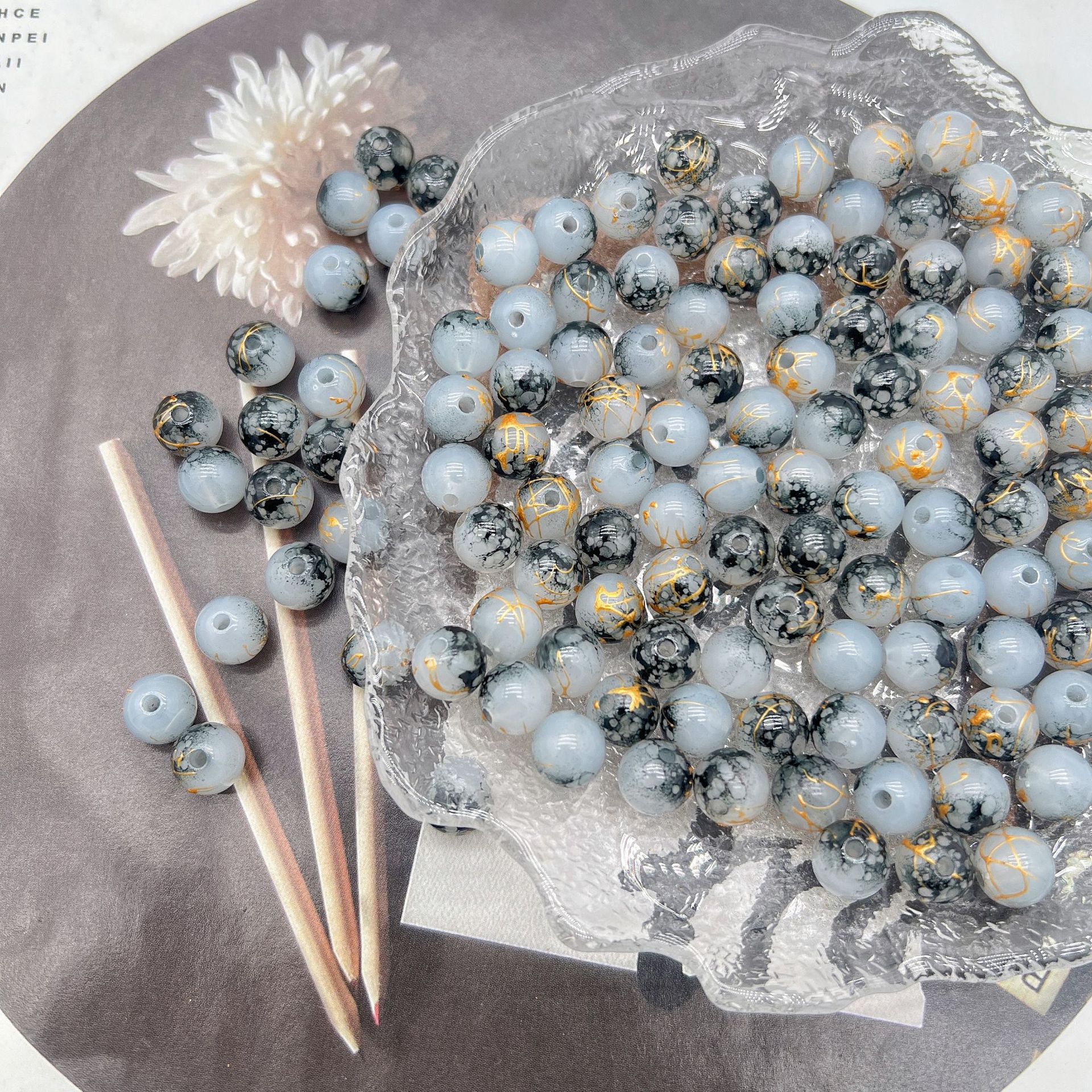 200g Popular jelly dyed, brushed, loose beads, beads, DIY handmade mobile phone accessories, bags, bracelets, accessories and accessories materials HW17