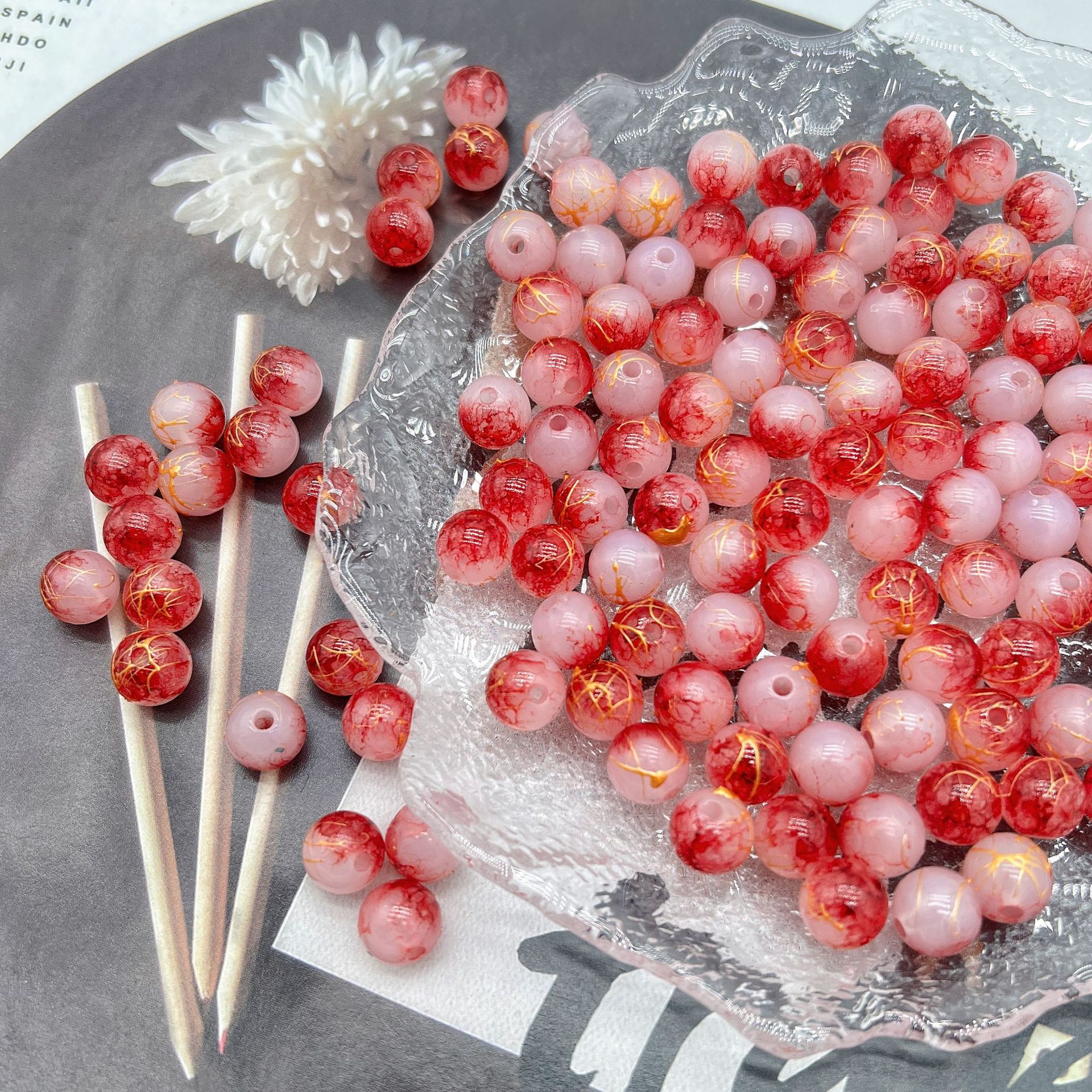 200g Popular jelly dyed, brushed, loose beads, beads, DIY handmade mobile phone accessories, bags, bracelets, accessories and accessories materials HW17