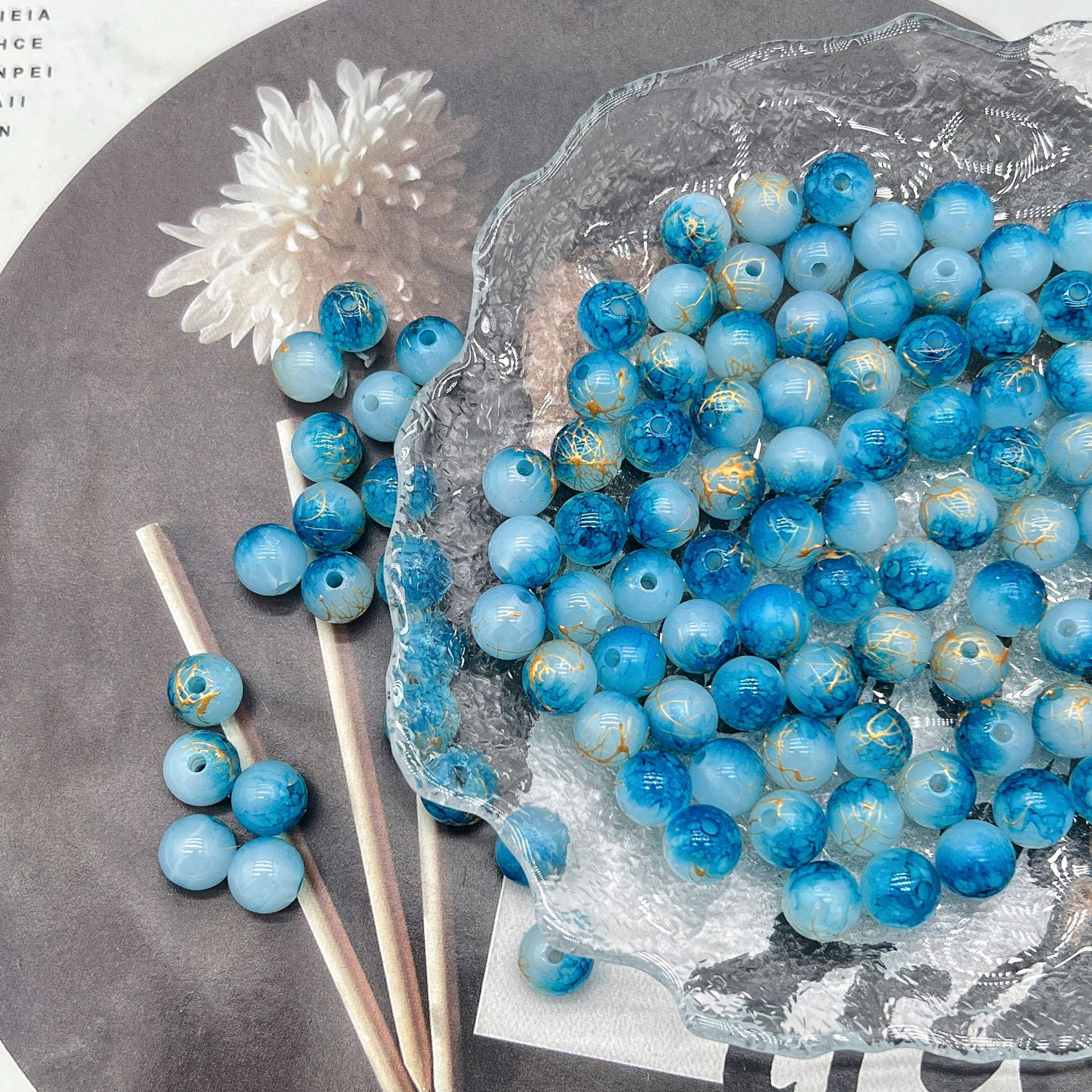 200g Popular jelly dyed, brushed, loose beads, beads, DIY handmade mobile phone accessories, bags, bracelets, accessories and accessories materials HW17